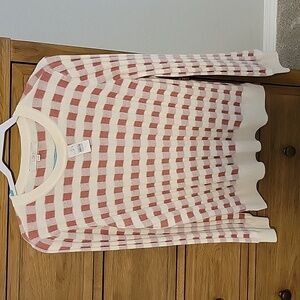 LOFT Rose Gingham Long-sleeve Sweater